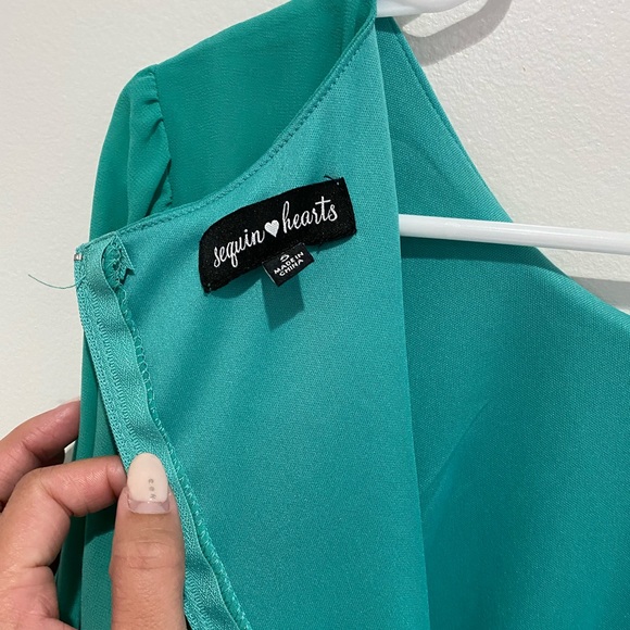 Sequin Hearts Green Midi Dress Size 5 - Picture 2 of 5